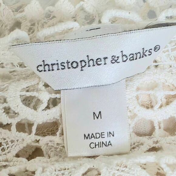 Christopher & Banks Ivory Crochet Lace Top Tank Lined M - Picture 4 of 5